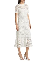 Lorelai Crocheted Crewneck Midi-Dress