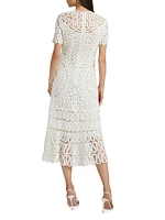 Lorelai Crocheted Crewneck Midi-Dress