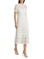 Lorelai Crocheted Crewneck Midi-Dress