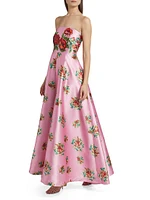 Audrey Floral Strapless Fit & Flare Maxi Dress