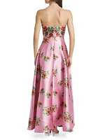 Audrey Floral Strapless Fit & Flare Maxi Dress