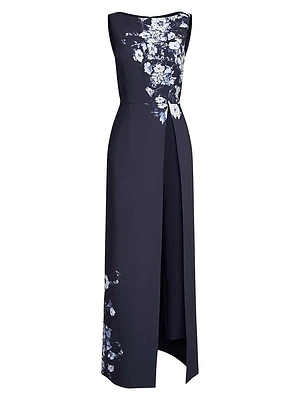 Esti Floral Stretch-Crêpe Walk-Thru Jumpsuit