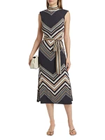 Karolina Chevron-Print Sleeveless Midi Dress