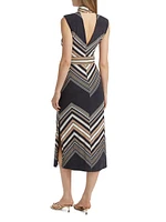 Karolina Chevron-Print Sleeveless Midi Dress