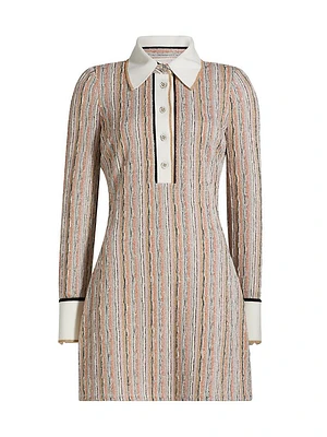 Carolina Sequined Knit Long-Sleeve Minidress