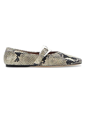 Sveva Python-Print Leather Ballet Flats