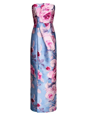 Lucienne Blurred Rose Column Gown