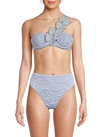 Papillon Jacquard One-Shoulder Bikini Top