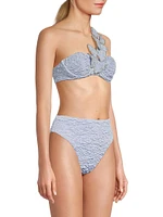 Papillon Jacquard One-Shoulder Bikini Top