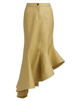 Wave Asymmetric Cotton-Twill Maxi Skirt