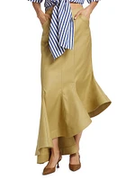 Wave Asymmetric Cotton-Twill Maxi Skirt