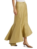 Wave Asymmetric Cotton-Twill Maxi Skirt