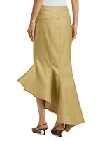 Wave Asymmetric Cotton-Twill Maxi Skirt