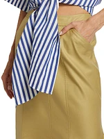 Wave Asymmetric Cotton-Twill Maxi Skirt