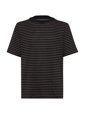 Striped Linen Stretch Jersey Boat-Neck T-Shirt