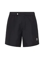 Nylon Swim Shorts with Tabbed Waistband and Piping