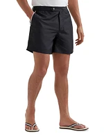 Nylon Swim Shorts with Tabbed Waistband and Piping