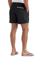 Nylon Swim Shorts with Tabbed Waistband and Piping