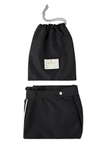 Nylon Swim Shorts with Tabbed Waistband and Piping