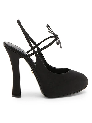 125MM Satin Slingback Platform Pumps