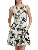 Floral Linen-Cotton Fit & Flare Dress