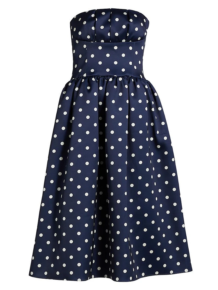 Polka Dot Satin Midi-Dress