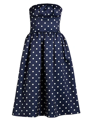 Polka Dot Satin Midi-Dress