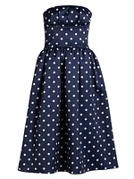 Polka Dot Satin Midi-Dress
