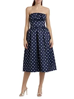 Polka Dot Satin Midi-Dress