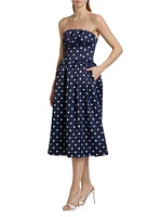 Polka Dot Satin Midi-Dress
