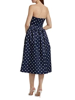 Polka Dot Satin Midi-Dress