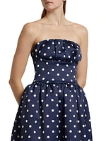 Polka Dot Satin Midi-Dress