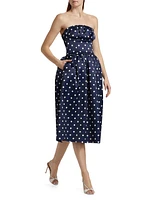 Polka Dot Satin Midi-Dress