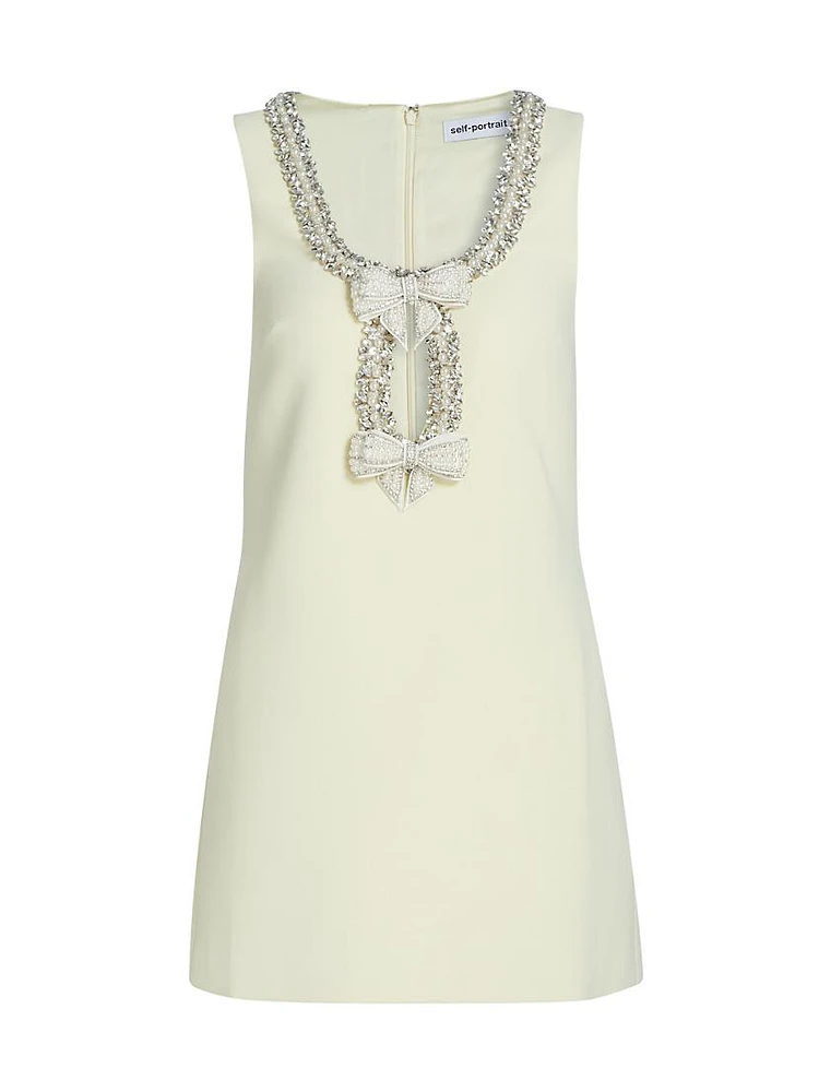 Embellished Crêpe Bow Minidress