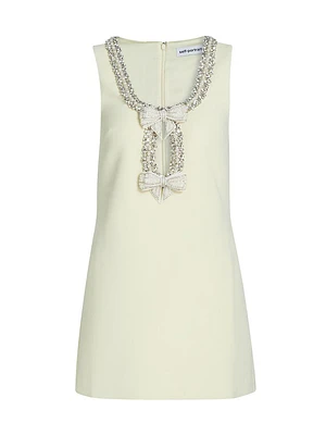 Embellished Crêpe Bow Minidress
