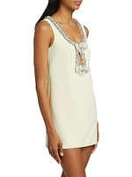 Embellished Crêpe Bow Minidress