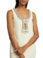 Embellished Crêpe Bow Minidress