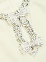 Embellished Crêpe Bow Minidress