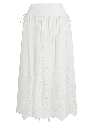 Cotton Embroidered Midi-Skirt