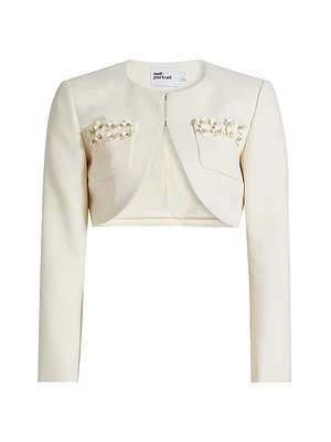 3D Sequin Crepe Cropped Jacket