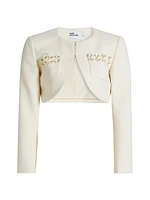 3D Sequin Crepe Cropped Jacket