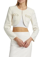 3D Sequin Crepe Cropped Jacket