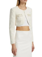 3D Sequin Crepe Cropped Jacket