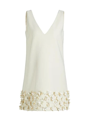 Floral Appliqué Crepe Minidress