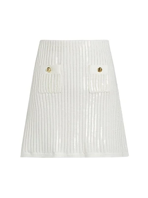 Cotton-Blend Rib-knit Miniskirt