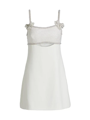 Pearl Bow Cut-Out Crepe Minidress