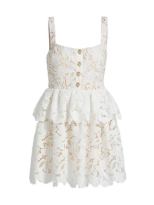 Lace Tiered Peplum A-Line Minidress