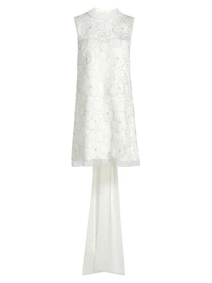 Embellished Tulle & Satin Bow Minidress