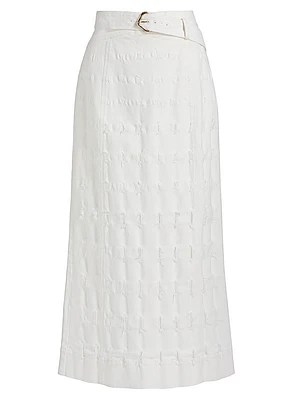 Jay Textured Cotton Twill Midi-Skirt