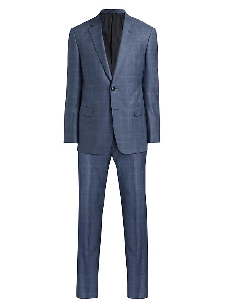 Faded Window Plaid Wool Suit